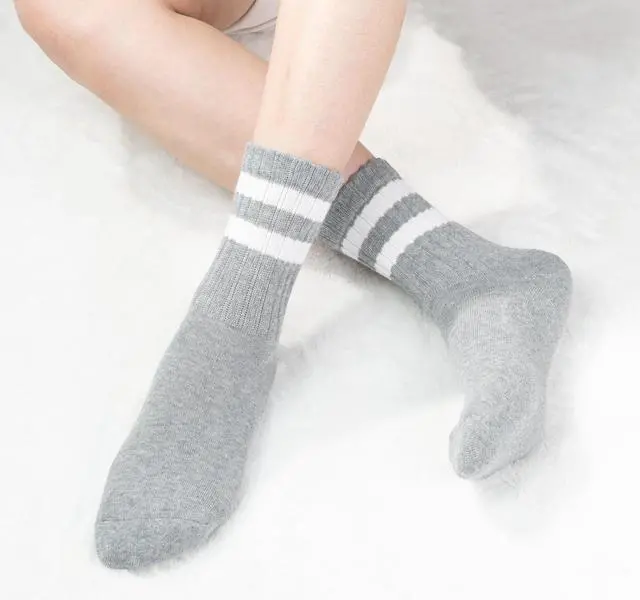 Alt view image 6 of 6 - BomKinta Womens Striped Crew Socks Retro Above Ankle Cotton Sock Size 5-10 | Casual, Cozy, Athletic Style, Gifts