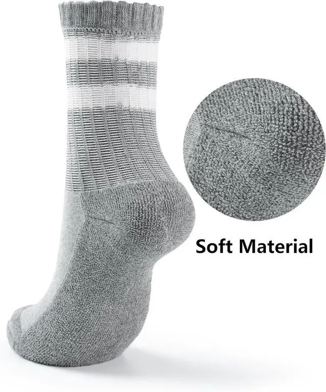 Alt view image 4 of 6 - BomKinta Womens Striped Crew Socks Retro Above Ankle Cotton Sock Size 5-10 | Casual, Cozy, Athletic Style, Gifts