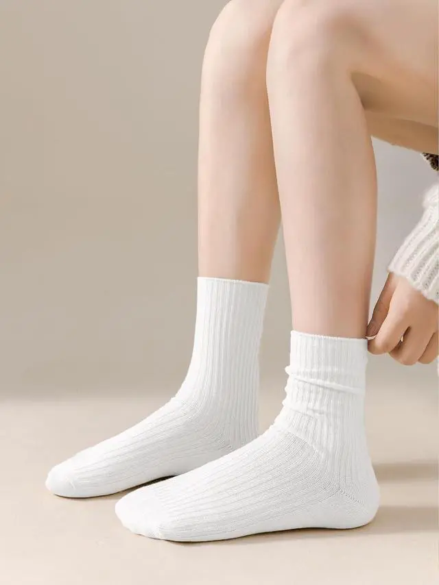 Alt view image 2 of 5 - DOKUTOKU Womens Crew Socks Size 7-9 Cotton Cute Long Fall Workout Casual Socks 6 Pack