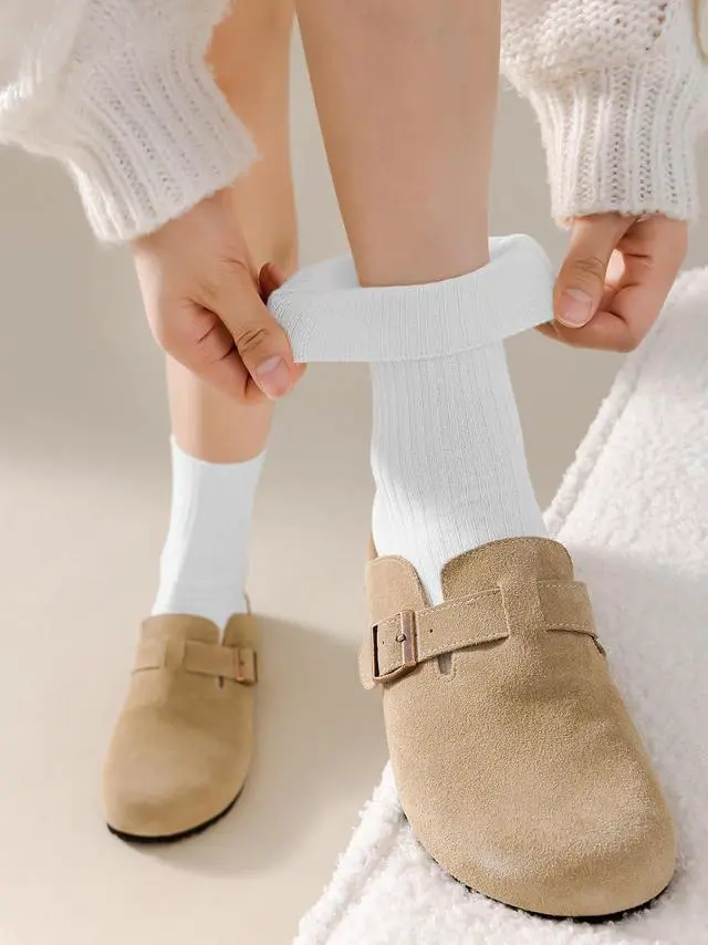 Alt view image 4 of 5 - DOKUTOKU Womens Crew Socks Size 7-9 Cotton Cute Long Fall Workout Casual Socks 6 Pack