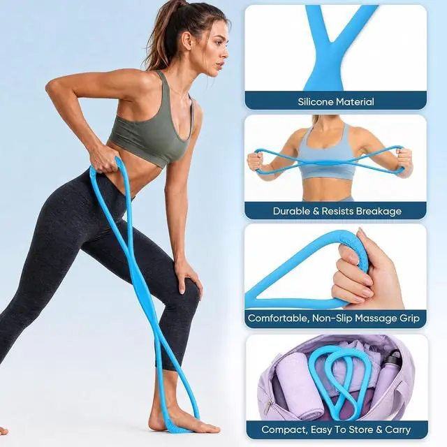 Alt view image 3 of 7 - 3 Pcs Figure 8 Resistance Bands, Exercise Bands for Stretching | Fit Arms, Shoulder, Leg & Back, Non-Slip Handles, Home Gym, Yoga & Physical Therapy, Toning, Posture Correction,Women & Men