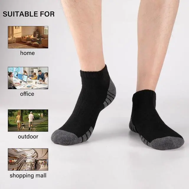 Alt view image 4 of 7 - Heatuff Mens Cushioned Ankle Socks, Breathable Moisture Wicking Low Cut Casual Socks (7 Pairs)