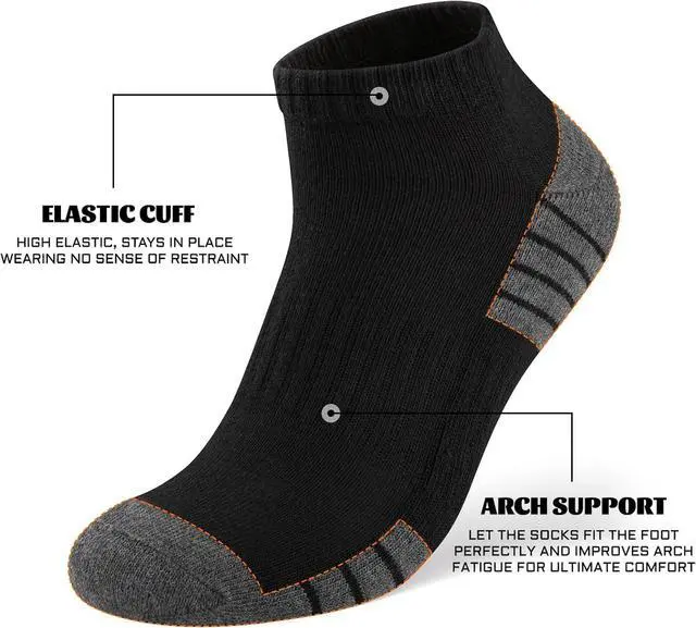 Alt view image 5 of 7 - Heatuff Mens Cushioned Ankle Socks, Breathable Moisture Wicking Low Cut Casual Socks (7 Pairs)