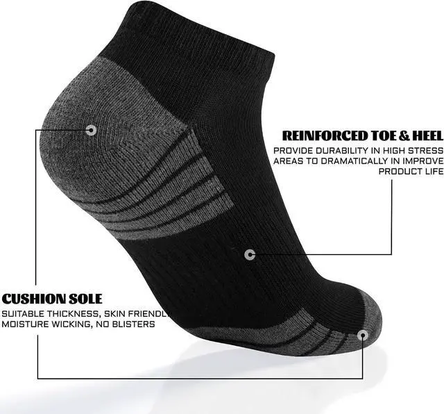 Alt view image 6 of 7 - Heatuff Mens Cushioned Ankle Socks, Breathable Moisture Wicking Low Cut Casual Socks (7 Pairs)
