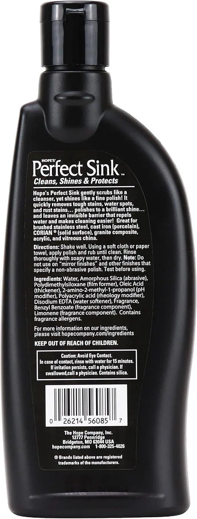 Alt view image 2 of 7 - HOPE'S Perfect Sink Cleaner and Polish, Restorative, Removes Stains, Cast Iron, Corian, Composite, Acrylic, 8.5 Fl Oz