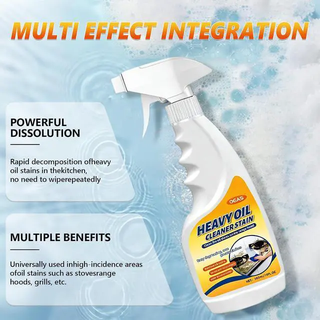 Alt view image 2 of 7 - Heavy Oil Cleaner Stain,Heavy Oil Stain Cleaner Kitchen,Clean Up Kitchen Oil Stains Spray,Kitchen Spray Cleaner,Multi-purpose Oils Stain Cleaner,Clean Up Kitchens Oil Stains (300ml)