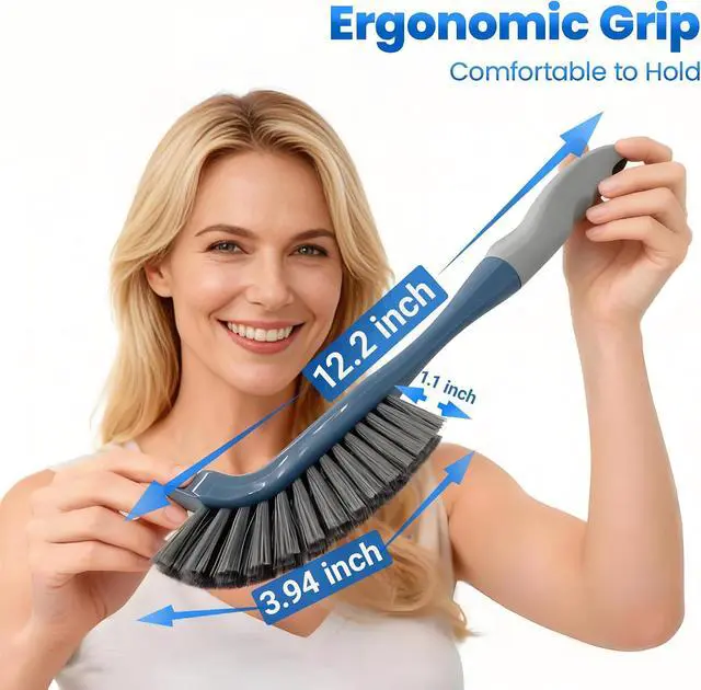 Alt view image 2 of 7 - 3 Pack Hard Bristle Scrub Brush Set, Cleaning Brush Designed for Cleaning Shower, Bathroom Faucets, Tile Grout, Sink Edges, Around Toilets, and Hard to Reach Corners and Crevices