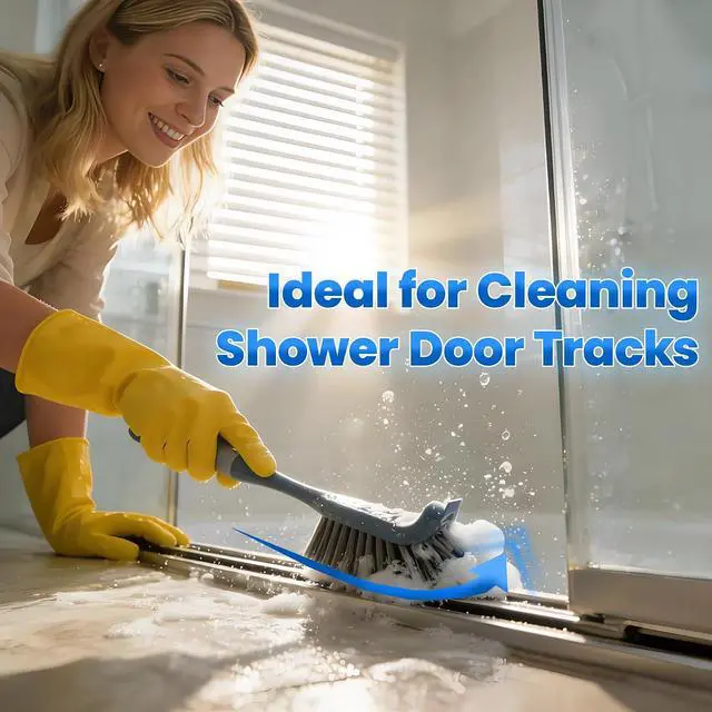 Alt view image 5 of 7 - 3 Pack Hard Bristle Scrub Brush Set, Cleaning Brush Designed for Cleaning Shower, Bathroom Faucets, Tile Grout, Sink Edges, Around Toilets, and Hard to Reach Corners and Crevices
