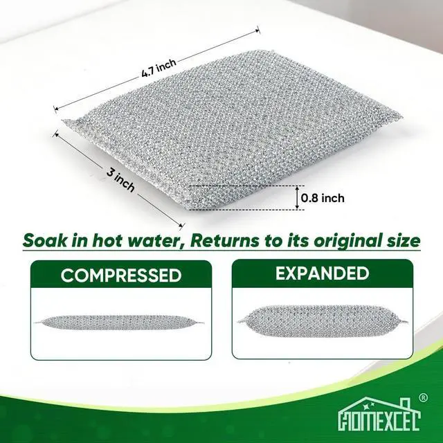 Alt view image 2 of 7 - HOMEXCEL All-Purpose Sponge Pads 12PK, Non-Scratch Dish Sponges for Kitchen | Reusable Wire Dishwashing Rag, All-Purpose Scrub for Non-Stick Cookware/Dishes/Countertops/Bathroom/Household, Silver
