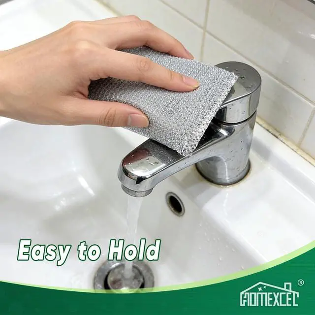 Alt view image 6 of 7 - HOMEXCEL All-Purpose Sponge Pads 12PK, Non-Scratch Dish Sponges for Kitchen | Reusable Wire Dishwashing Rag, All-Purpose Scrub for Non-Stick Cookware/Dishes/Countertops/Bathroom/Household, Silver