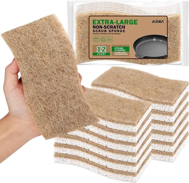 Main image of AIDEA XL Sponges Kitchen, 12Count, Non-Scratch Dish Sponges | Large Natural Sponge for Non Stick Cookware, Cellulose Cleaning Sponge for Dishes, Bathroom, Household