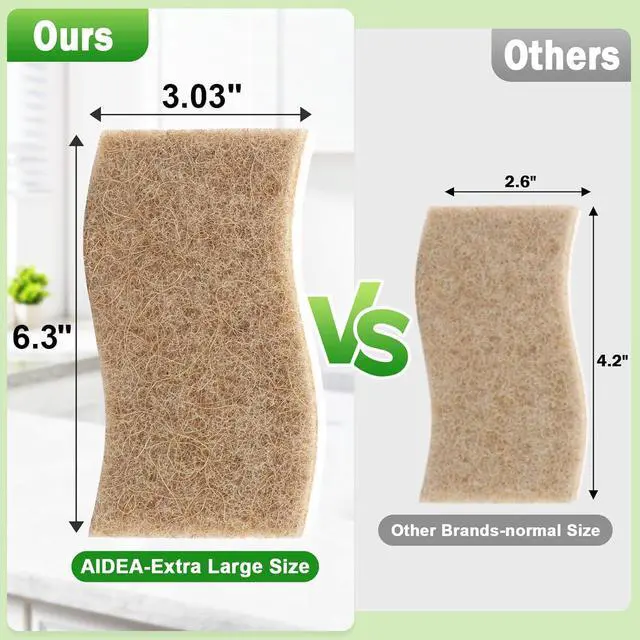 Alt view image 2 of 7 - AIDEA XL Sponges Kitchen, 12Count, Non-Scratch Dish Sponges | Large Natural Sponge for Non Stick Cookware, Cellulose Cleaning Sponge for Dishes, Bathroom, Household