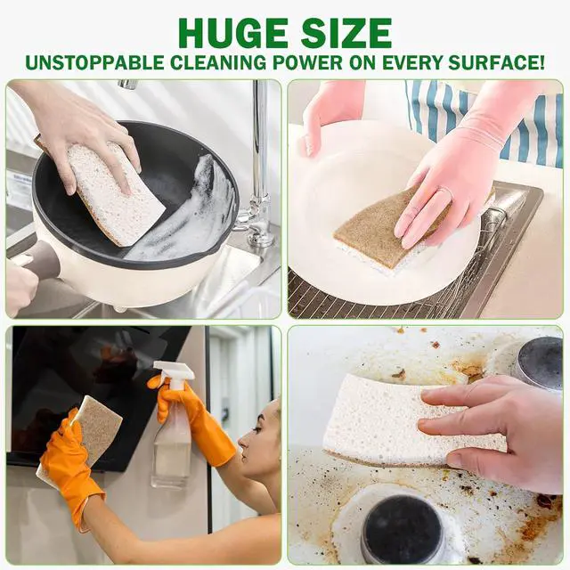 Alt view image 4 of 7 - AIDEA XL Sponges Kitchen, 12Count, Non-Scratch Dish Sponges | Large Natural Sponge for Non Stick Cookware, Cellulose Cleaning Sponge for Dishes, Bathroom, Household