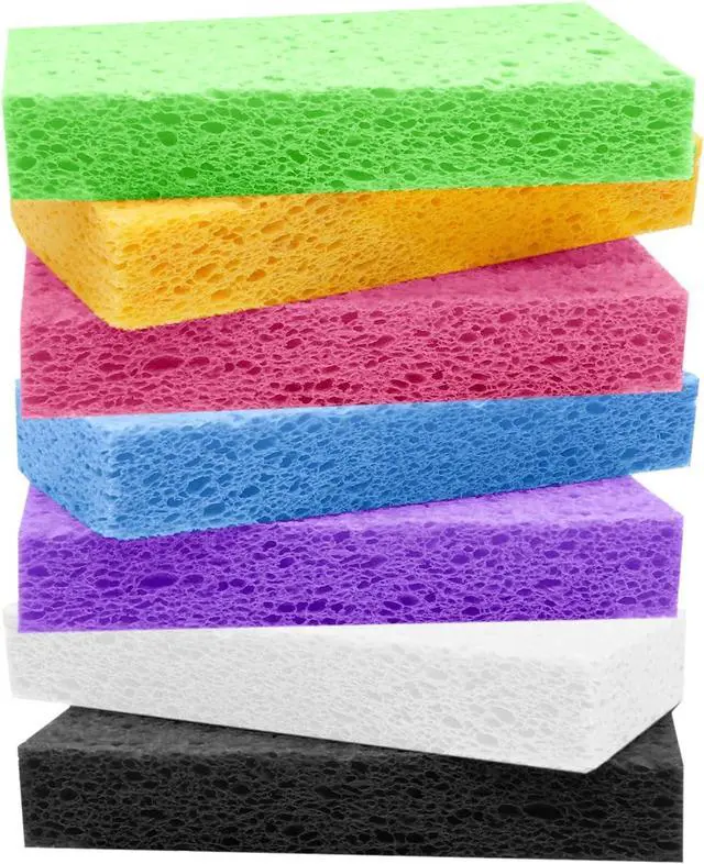 Main image of Large Cellulose Sponges, Kitchen Sponge for Dish, Thick Heavy Duty Scrub Pads, Non-Scratch Scrubber for Household/Cookware/Bathroom/Office/Boat 5.5" x 3" x 1" (7 Pack) Mixed