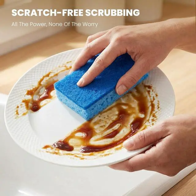 Alt view image 4 of 7 - Metflavor Kitchen Sponges, 6 Count, Dual-Sided Non-Scratch Scrub Sponge | Dish Scrubber, All-Purpose Cleaning