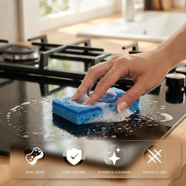 Alt view image 7 of 7 - Metflavor Kitchen Sponges, 6 Count, Dual-Sided Non-Scratch Scrub Sponge | Dish Scrubber, All-Purpose Cleaning