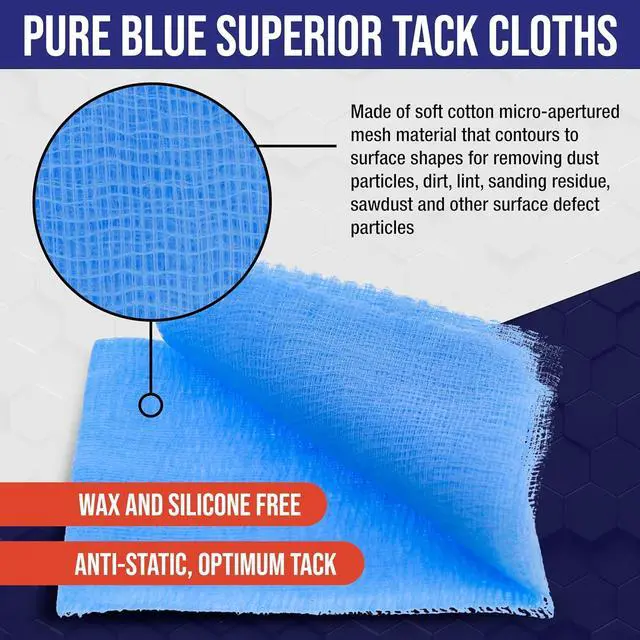 Alt view image 3 of 6 - TCP Global - Pure Blue Superior Tack Cloths, Tack Rags (Box of 6) | Automotive Car Painters Professional, Removes Dust, Sanding Particles, Cleans Surfaces, Wax and Silicone Free, Anti-Static