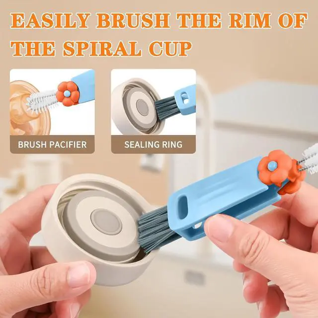 Alt view image 4 of 7 - Wanme 3 in 1 Cup Lid Gap Cleaning Brush Set, Multifunctional Bottle Cleaning Brush, Cup Lid Gap Cleaner, Home Kitchen Crevice Brush Tools