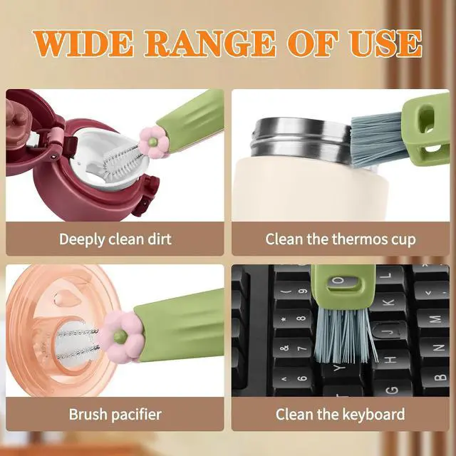Alt view image 5 of 7 - Wanme 3 in 1 Cup Lid Gap Cleaning Brush Set, Multifunctional Bottle Cleaning Brush, Cup Lid Gap Cleaner, Home Kitchen Crevice Brush Tools