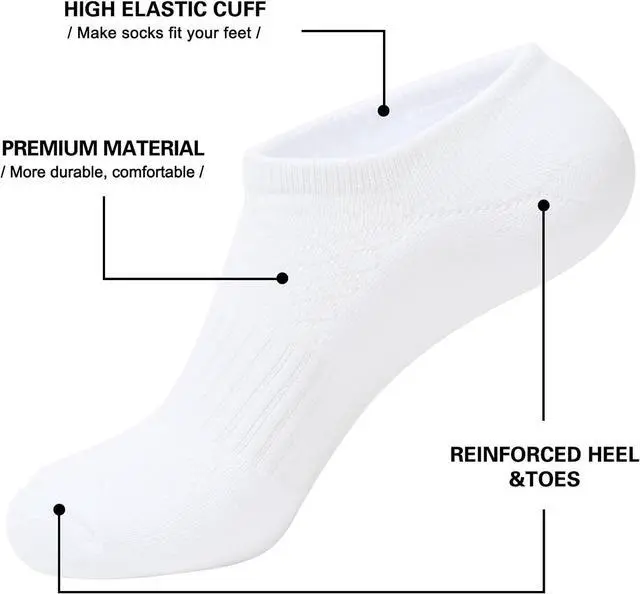 Alt view image 4 of 7 - Mens Cotton Cushioned No Show Socks, Athletic Running Low Cut Socks | Soft Breathable Moisture Wicking