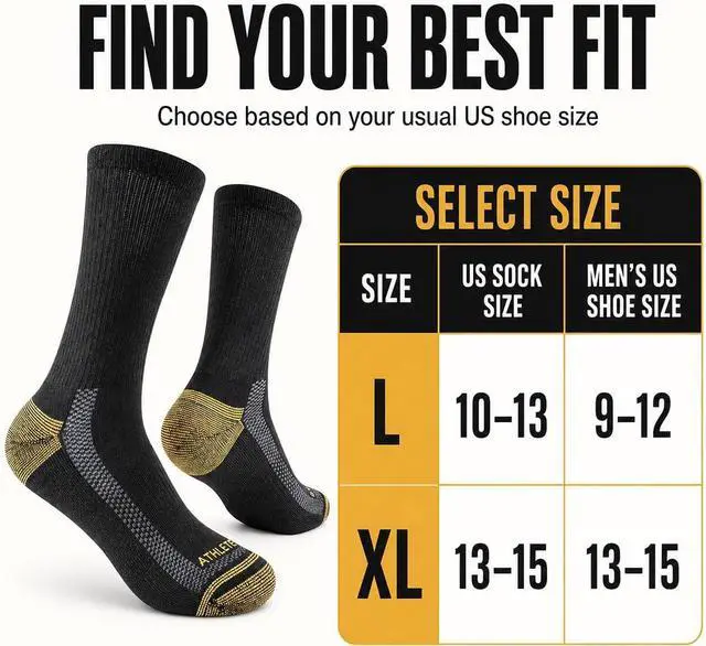 Alt view image 6 of 6 - JOYNÉE Men's Athletic Crew Socks, 5/10 Pairs, Light Cushion Work Socks | Lightweight breathable crew socks with terry-cushioned soles and arch support for work, running and daily wear