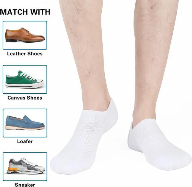 Alt view image 3 of 7 - Mens Cotton Cushioned No Show Socks, Athletic Running Low Cut Socks | Soft Breathable Moisture Wicking