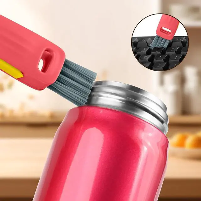 Alt view image 6 of 7 - Wanme 3 in 1 Cup Lid Gap Cleaning Brush Set, Multifunctional Bottle Cleaning Brush, Cup Lid Gap Cleaner, Home Kitchen Crevice Brush Tools