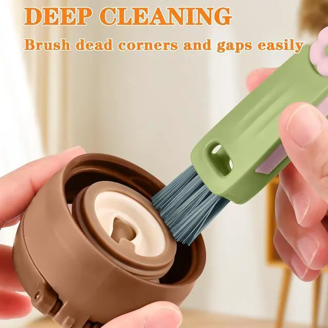 Alt view image 7 of 7 - Wanme 3 in 1 Cup Lid Gap Cleaning Brush Set, Multifunctional Bottle Cleaning Brush, Cup Lid Gap Cleaner, Home Kitchen Crevice Brush Tools