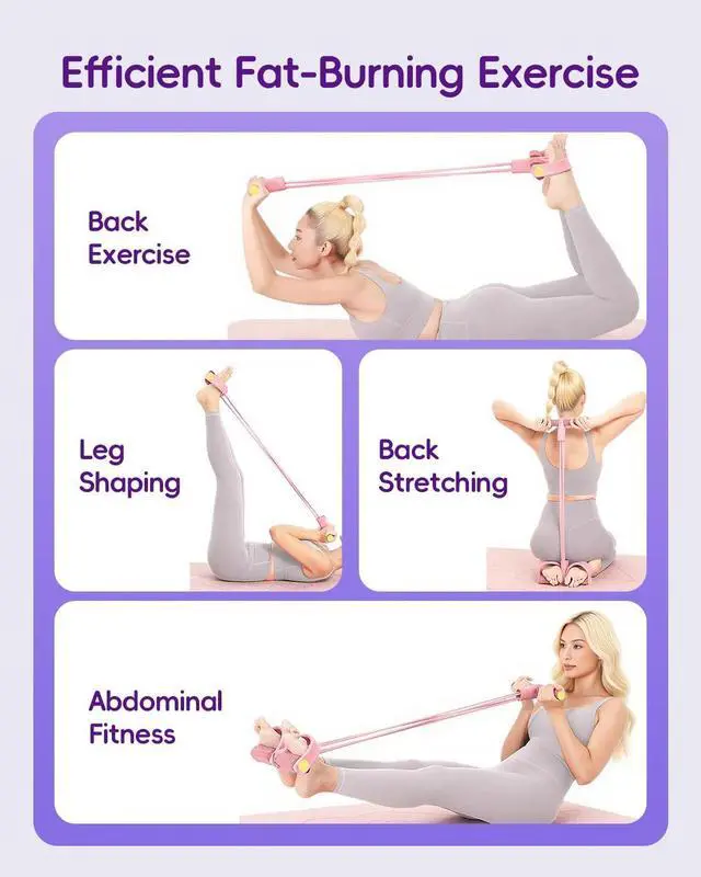 Alt view image 3 of 7 - Pedal Resistance Band with Handle,6-Tubes Elastic Pull Rope Fitness Foot Pedal Resistance Bands for Women Girls Bestie Yoga Pilates Exercise Legs Calves Waist Arms Abdomen