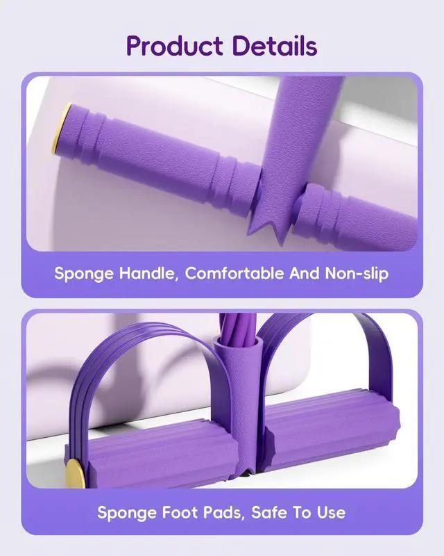 Alt view image 5 of 7 - Pedal Resistance Band with Handle,6-Tubes Elastic Pull Rope Fitness Foot Pedal Resistance Bands for Women Girls Bestie Yoga Pilates Exercise Legs Calves Waist Arms Abdomen