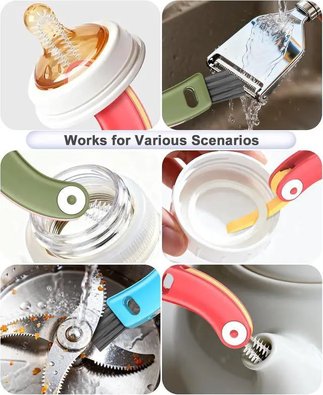 Alt view image 6 of 7 - 3 in 1 Cup Lid Cleaning Brush 3 PCS - Multifunctional Cleaning Brush Set for Tight Spaces, Bottle Gaps & Travel Mugs | Portable Durable Cup Lid Cleaner Tools (Multicolor)