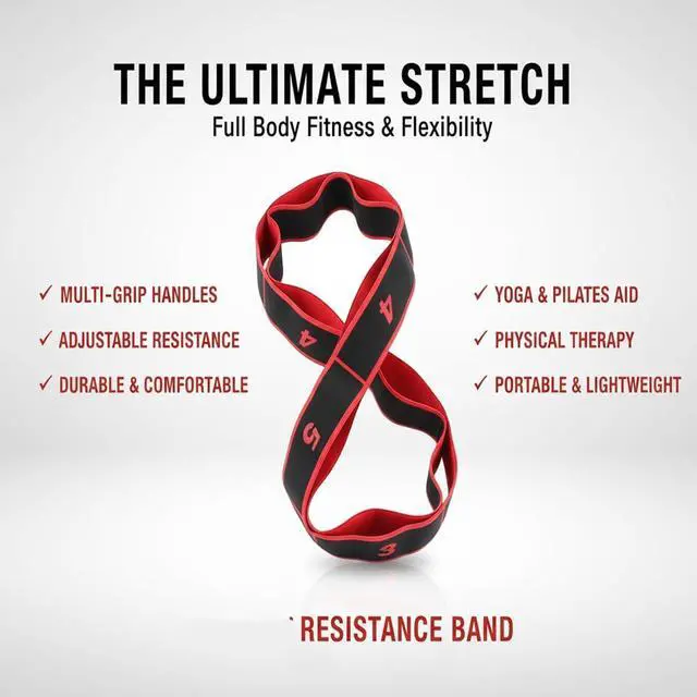 Alt view image 2 of 6 - Fitness Resistance Bands with Handles, Fitness Resistance Band for Stretching and Yoga, Adjustable Bands for Full Body Stretching Shaping