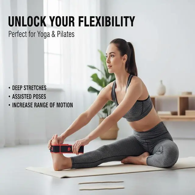 Alt view image 3 of 6 - Fitness Resistance Bands with Handles, Fitness Resistance Band for Stretching and Yoga, Adjustable Bands for Full Body Stretching Shaping