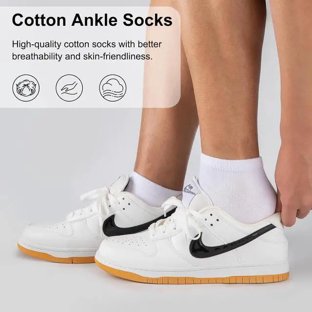 Alt view image 2 of 7 - eallco Mens Ankle Socks Cotton Running Low Cut Short Thin Breathable Casual Socks 6 Pairs