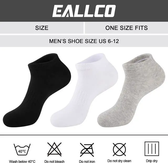Alt view image 7 of 7 - eallco Mens Ankle Socks Cotton Running Low Cut Short Thin Breathable Casual Socks 6 Pairs