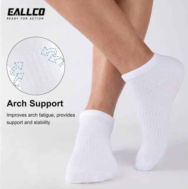 Alt view image 6 of 7 - eallco Mens Ankle Socks Cotton Running Low Cut Short Thin Breathable Casual Socks 6 Pairs