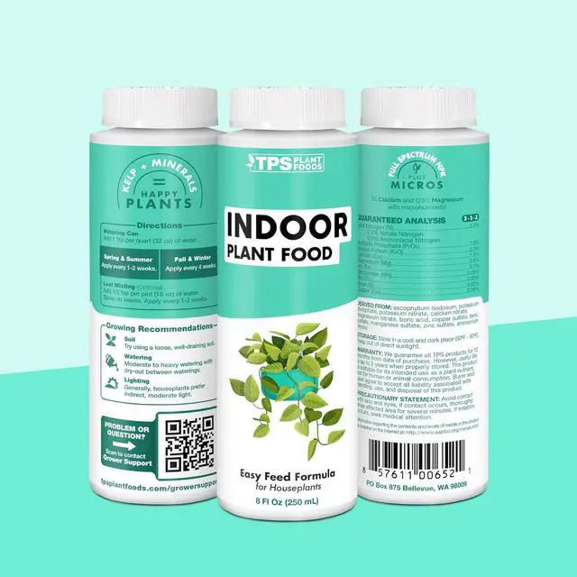 Alt view image 7 of 7 - Indoor Plant Food, Complete Liquid Fertilizer for Houseplants, 8oz | Encourages New Growth, Kelp-Enriched Formula, Liquid Concentrate, Gentle for Weekly Feeding, All Indoor Plant Varieties