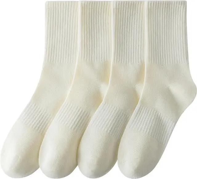 Main image of Socks for Women Crew Striped Cotton Casual Socks 4Pairs Size5-10 | Womens Above Ankle Calf Cozy Socks
