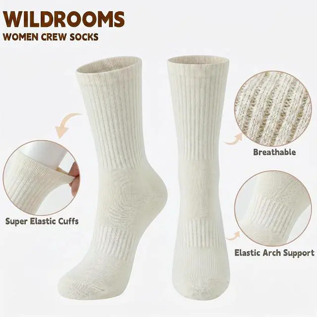 Alt view image 4 of 6 - Socks for Women Crew Striped Cotton Casual Socks 4Pairs Size5-10 | Womens Above Ankle Calf Cozy Socks