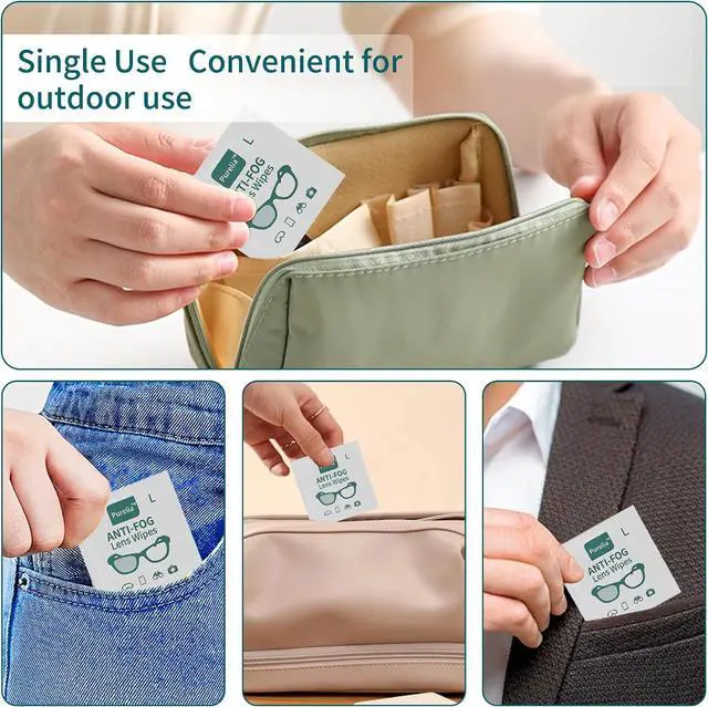 Alt view image 4 of 7 - Anti-Fog Lens Wipes for Glasses, 100 Count, Individually Wrapped, Pre-Moistened, Large 4.7 x 4.7 Inch Sheets for Eyeglasses, Sunglasses, Screens, Camera Lenses