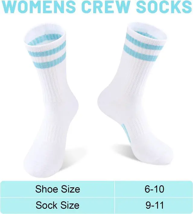 Alt view image 4 of 7 - Womens Crew Socks Athletic Running Casual Cushioned Striped Calf Sock for Women 5 Pairs