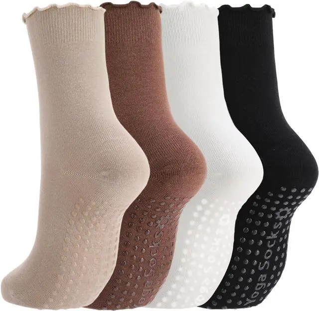Main image of Pilates Grip Socks for Women Non Slip Yoga Socks | Made with Cotton Blend Fabric, Soft And Breathable with Ruffle Cuffs, Ideal for Pilates Yoga Barre