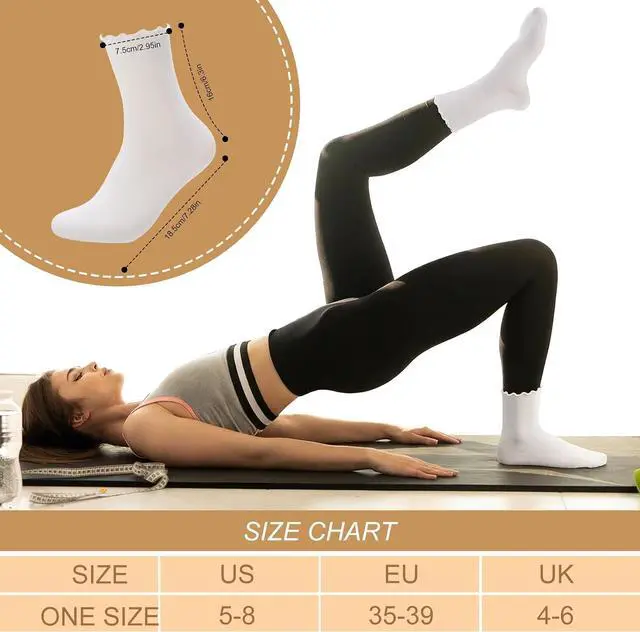 Alt view image 5 of 7 - Pilates Grip Socks for Women Non Slip Yoga Socks | Made with Cotton Blend Fabric, Soft And Breathable with Ruffle Cuffs, Ideal for Pilates Yoga Barre