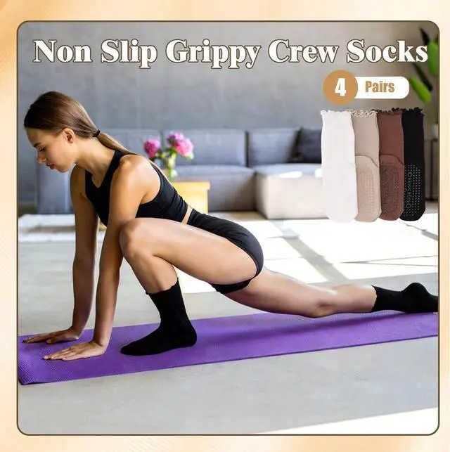 Alt view image 7 of 7 - Pilates Grip Socks for Women Non Slip Yoga Socks | Made with Cotton Blend Fabric, Soft And Breathable with Ruffle Cuffs, Ideal for Pilates Yoga Barre