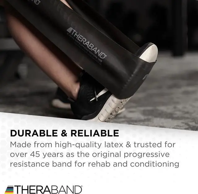 Alt view image 4 of 6 - THERABAND Professional Resistance Band, Black Level 5 Special Heavy, 5 ft | Portable, lightweight, latex. For desk, recovery, gym. Therapy, physical, fitness, strength.