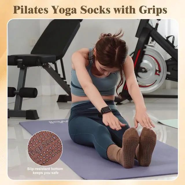 Alt view image 6 of 7 - Pilates Grip Socks for Women Non Slip Yoga Socks | Made with Cotton Blend Fabric, Soft And Breathable with Ruffle Cuffs, Ideal for Pilates Yoga Barre