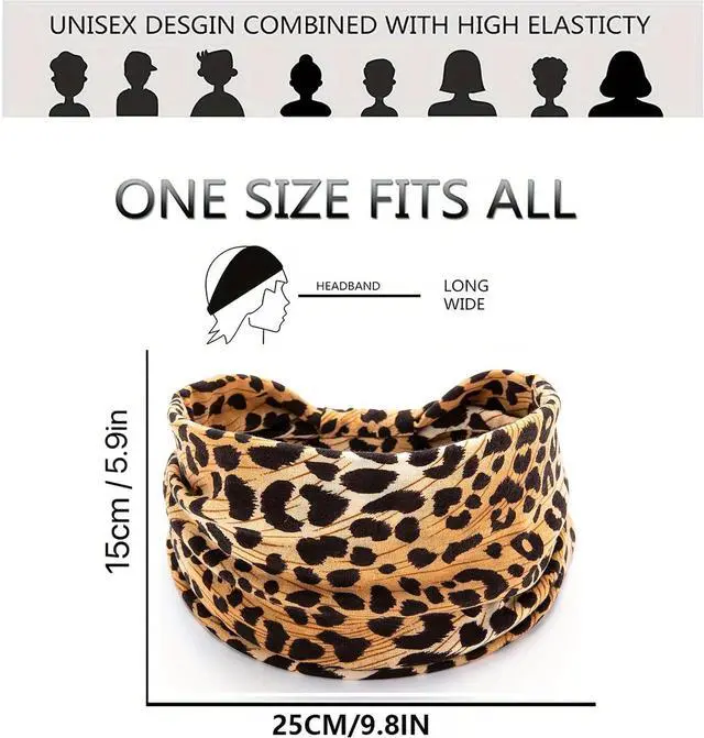 Alt view image 3 of 4 - Women Leopard Headbands Paisley Hair Bands Yoga Workout Turban Head Wrap Stretch Headband