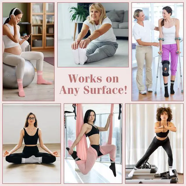 Alt view image 2 of 7 - YSense Pilates Grippy Socks Woman 4 Pairs | Soft Cotton, Non Slip Yoga, Grip Socks for Pilates, Barre, Dance, Ballet, Barefoot, Workout Sports