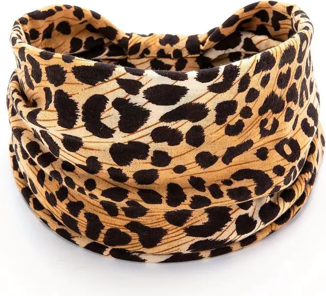 Alt view image 4 of 4 - Women Leopard Headbands Paisley Hair Bands Yoga Workout Turban Head Wrap Stretch Headband