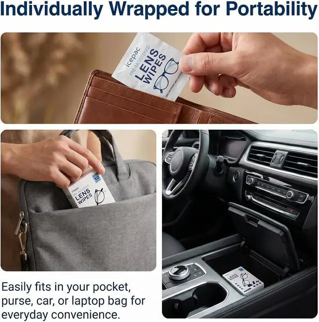 Alt view image 6 of 7 - Pre-Moistened Lens Wipes (120 Count) - 12 Travel-Friendly Boxes (10 Wipes per Box) - Streak-Free, Fast-Drying Eyeglass Cleaner for Glasses, Sunglasses, Phone Screens, Camera Lenses and Binoculars